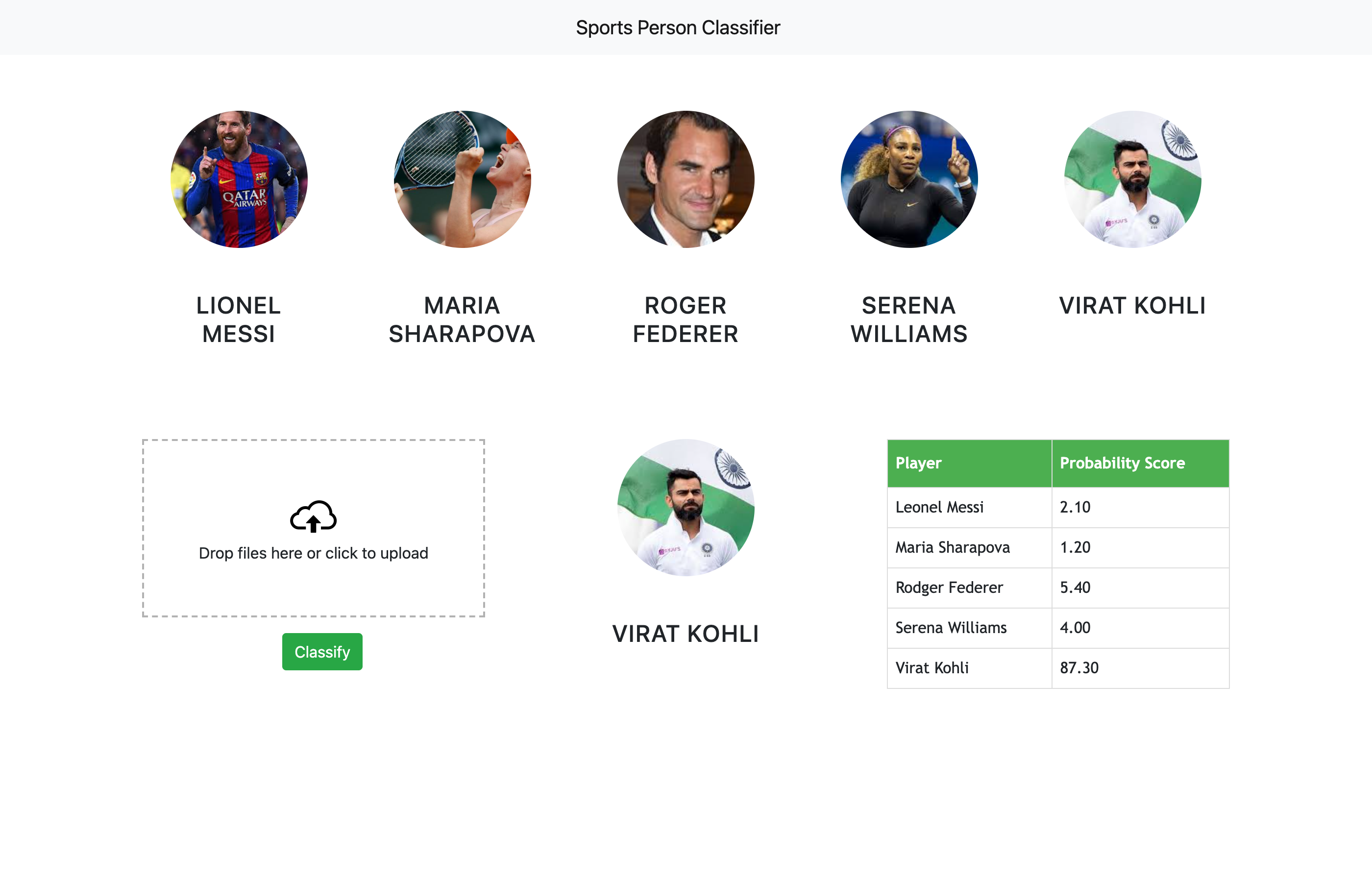 Sport celebrity image classification project preview
